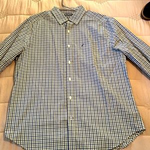Nautica Mens large Yellow and Blue button down lightly worn